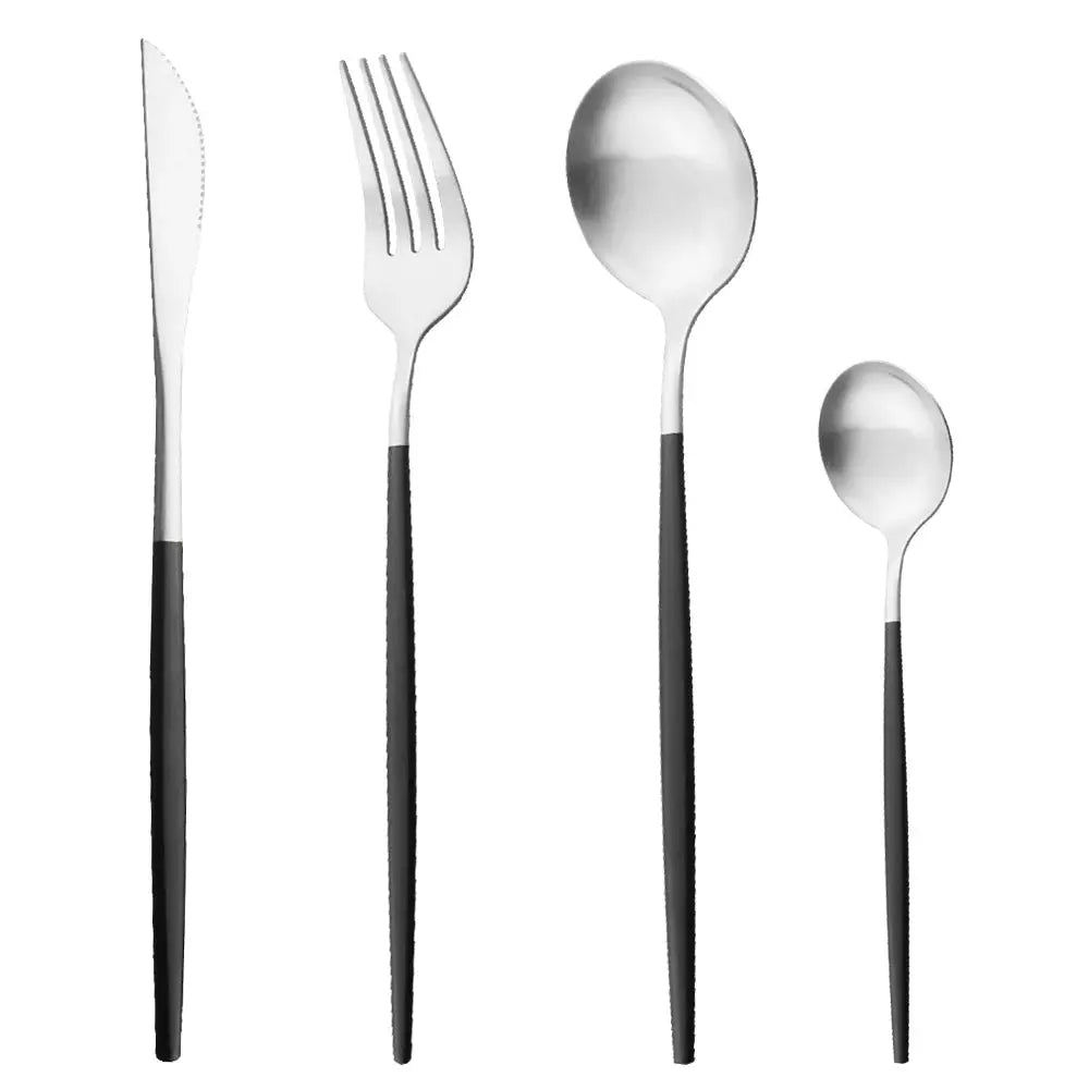 Elegant Black Gold Cutlery Set Luxiz™️