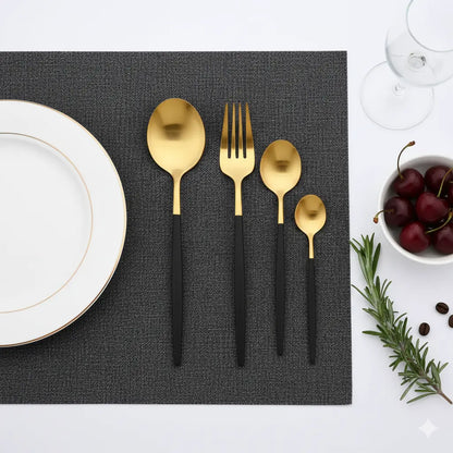 Elegant Black Gold Cutlery Set Luxiz™️