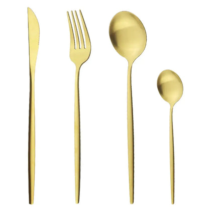 Elegant Black Gold Cutlery Set Luxiz™️